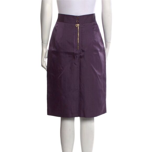 Tory Burch Silk Purple Skirt, Gold Zipper - Picture 4 of 9